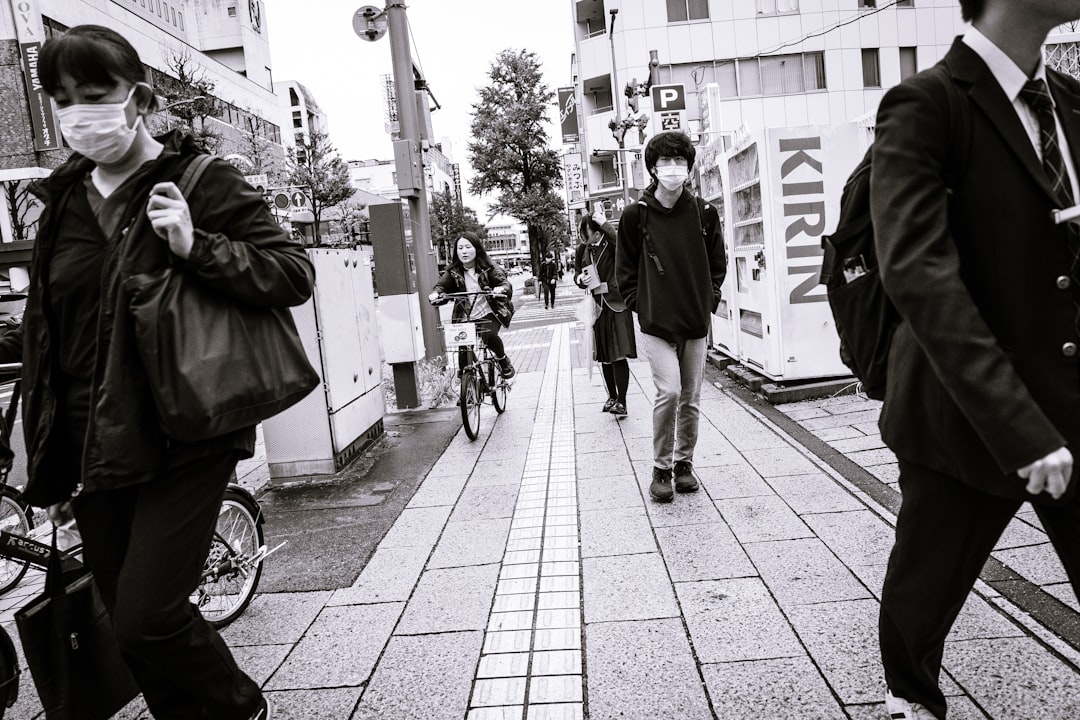 ：people wearing masks during cedar pollen season in japan