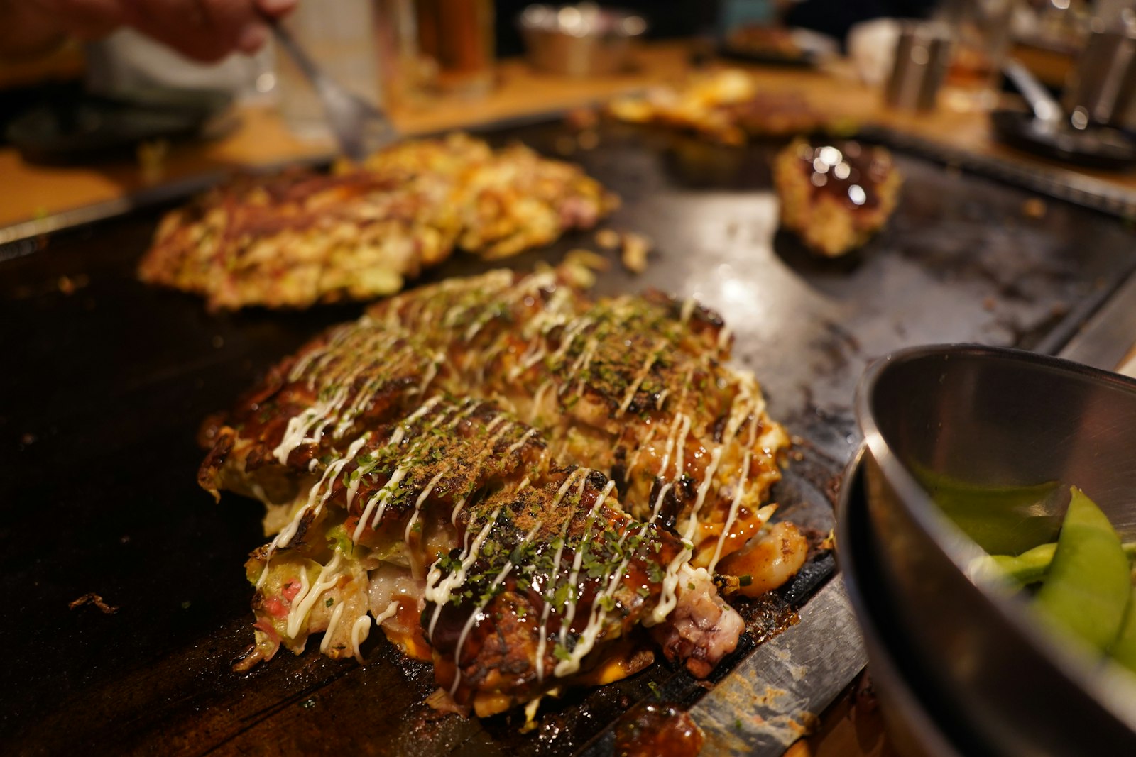 :okonomiyaki osaka teppan griddle sauce bonito