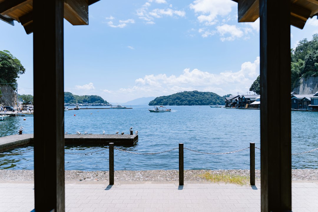 :the great wooden torii of kehi jingu in tsuruga, fukui