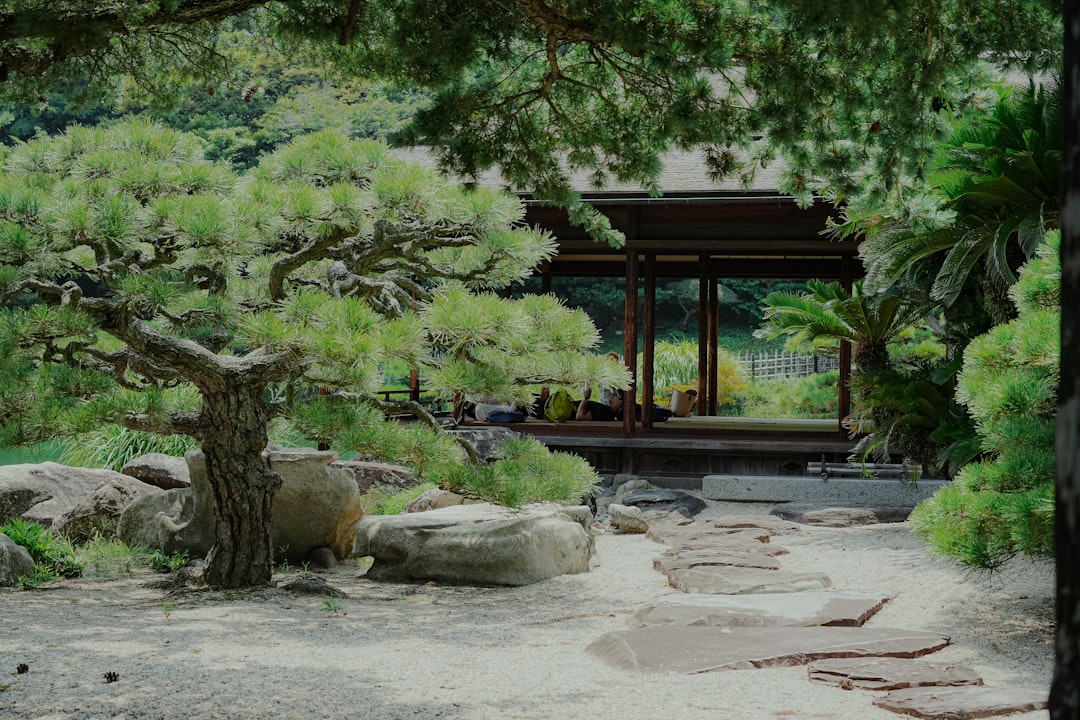 :sengan-en garden in kagoshima with sakurajima as borrowed scenery