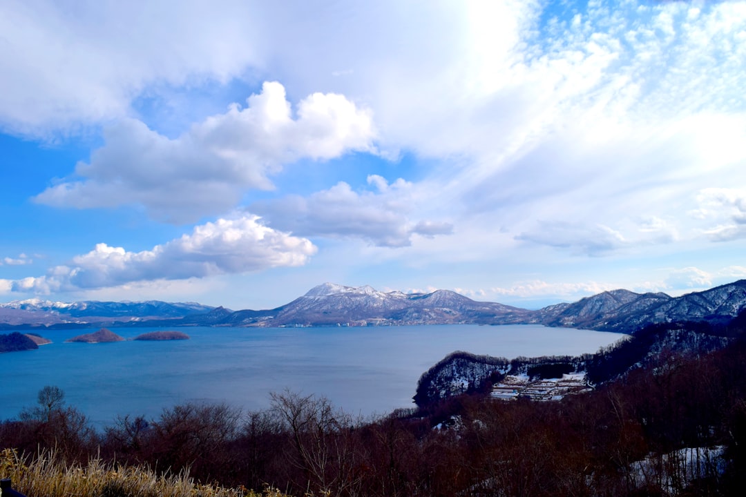：lake toya caldera with nakajima island in hokkaido