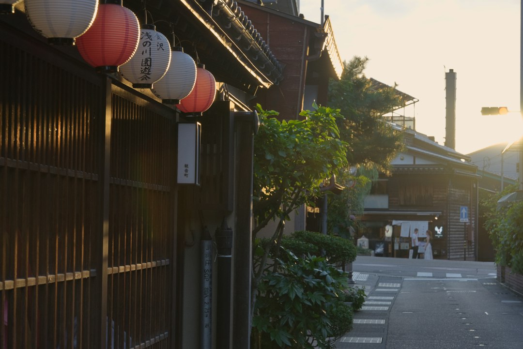 :paper lanterns along pontocho alley in kyoto at night
