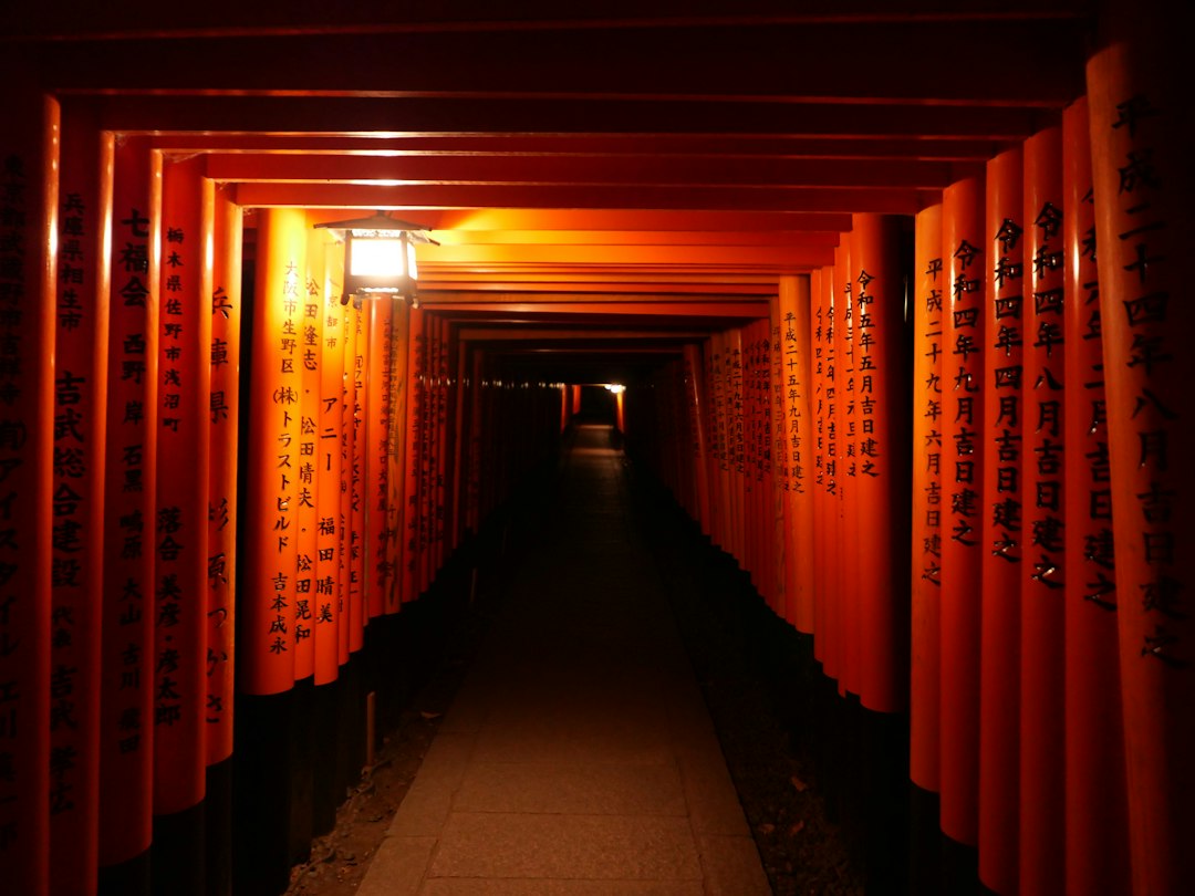 :the torii gate corridor at itoku inari inside hanazono shrine