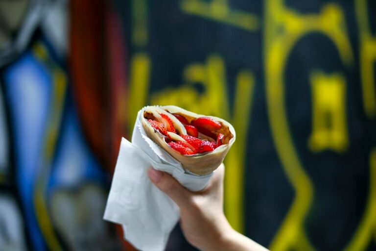 ：harajuku crepe with strawberries and whipped cream on takeshita street