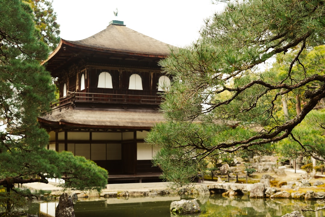 :ginkakuji temple silver pavilion beside its pond in kyoto