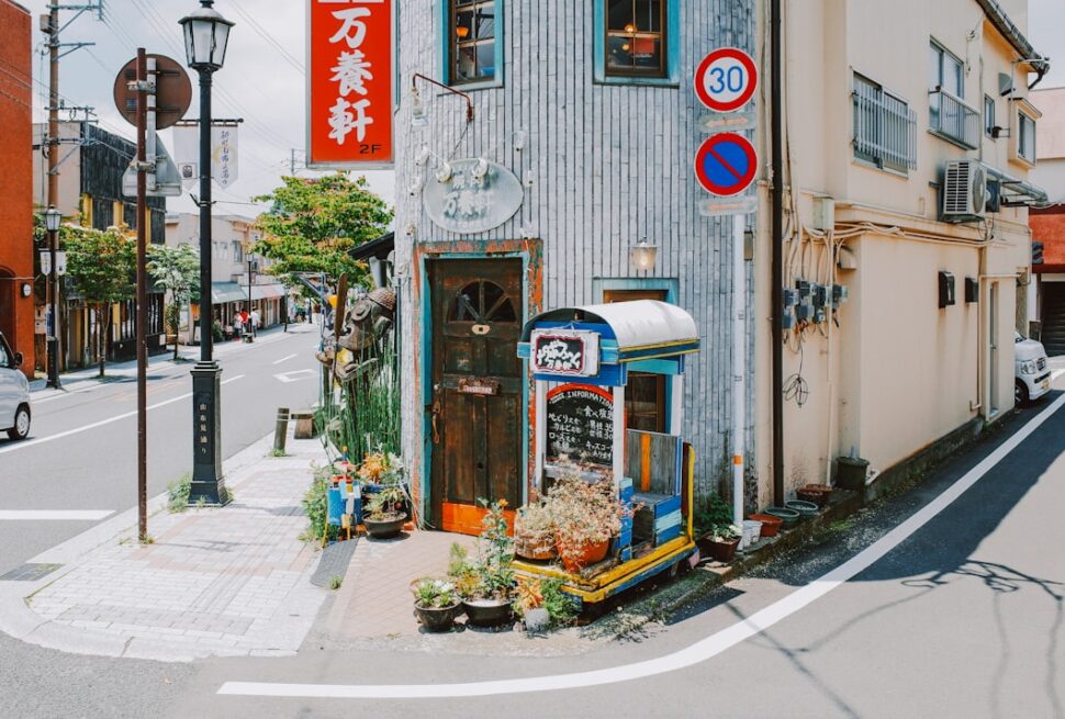 ：secondhand book carts outside a shop in jimbocho book town tokyo