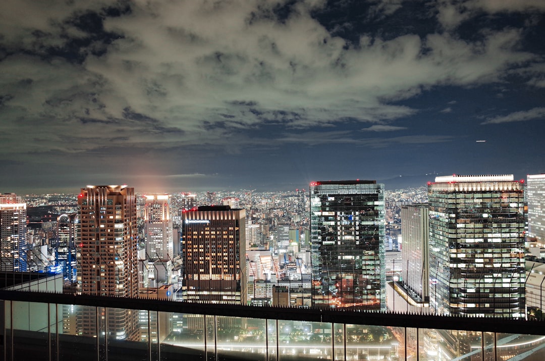 :umeda sky building observatory at night in osaka