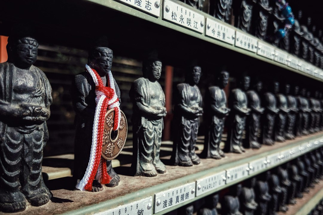 :ready-made hanko name stamps on display in a japanese shop