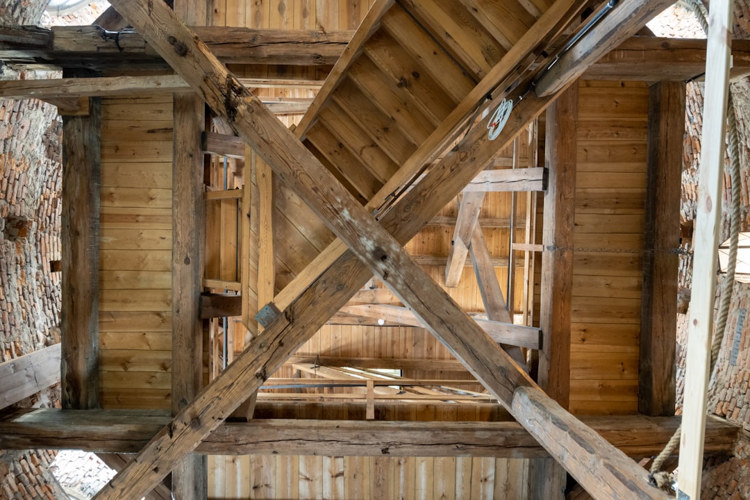 ：original wooden staircase inside himeji castle keep