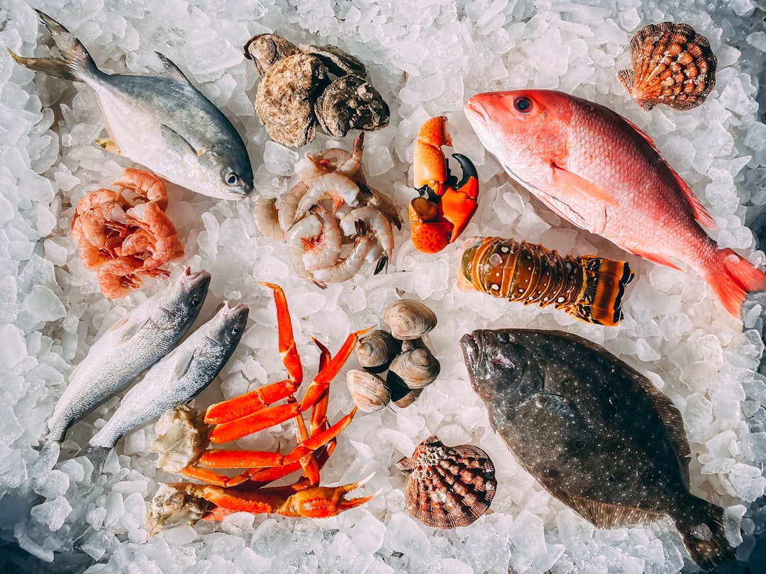 ：seafood on ice at a fishmonger in kuromon market